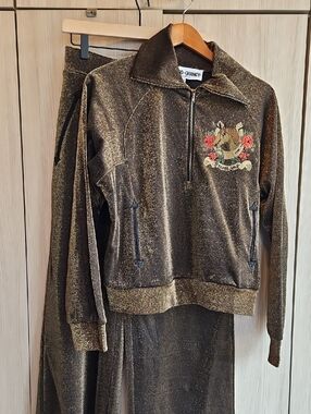 Rodeo Quincy Metallic Bronze Zip-Front Track Jacket And Pant Set - Bronze